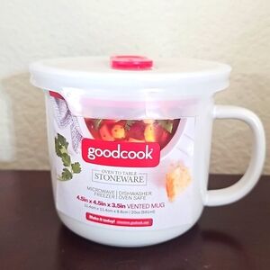 NWT Goodcook Oven to Table Stoneware Vented Mug for Soups, noodle 4.5"x4.5"x3.5"